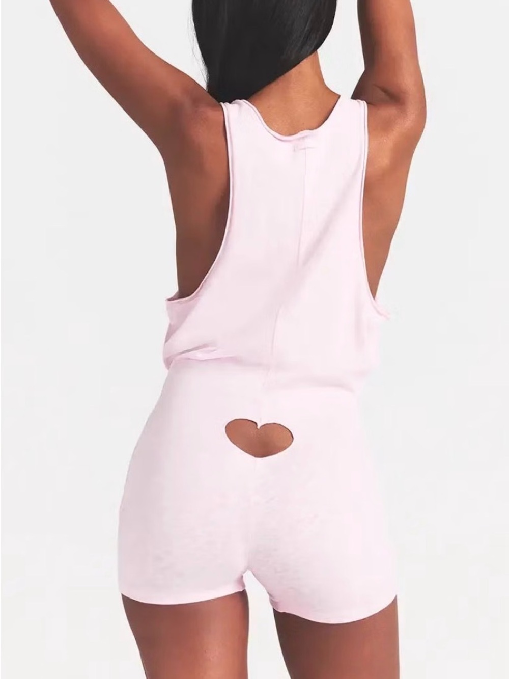 SKIMS Women's Heart Cutout Onesie Jumpsuit in Light Pink - Picture 6 of 7